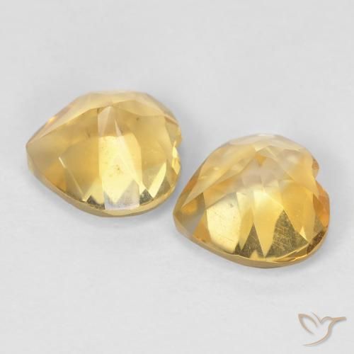 Gemas de Citrino Dorado amarillento natural de 1.59 ct, Corazón, VVS-VS