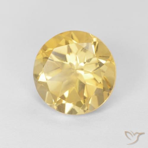 Citrino Amarillo-dorado claro natural de 1.77 ct, Redondo, VVS