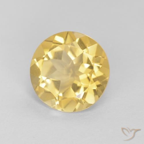 Citrino amarillo natural de 1,58 ct, corte redondo, VVS