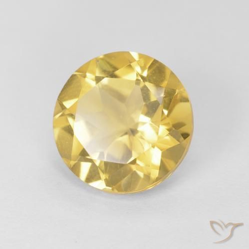 Citrino Amarillo-dorado claro natural de 1.69 ct, Redondo, VVS