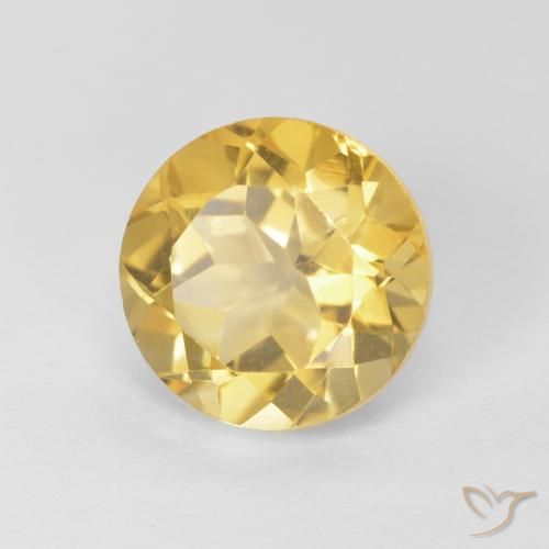 Citrino Dorado claro natural de 1.96 ct, Redondo, VVS