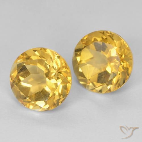 Gemas de Citrino Dorado natural de 3.89 ct, Redondo, VVS-VS