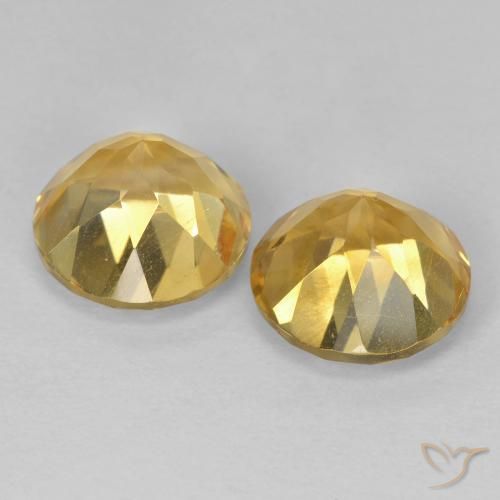 Gemas de Citrino Dorado natural de 3.89 ct, Redondo, VVS-VS