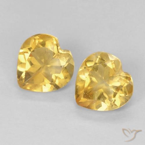 1.41ctw Natural Dorado medio Citrino, Corazón, VVS-VS