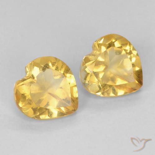 Gemas de Citrino Dorado medio natural de 1.41 ct, Corazón, VVS-VS