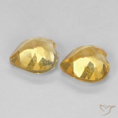 Gemas de Citrino Dorado medio natural de 1.41 ct, Corazón, VVS-VS