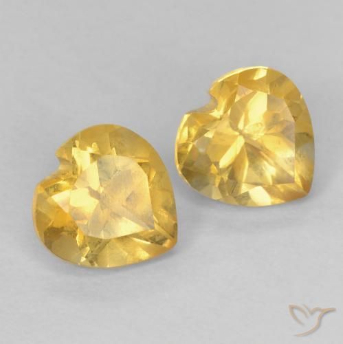 Gemas de Citrino Dorado natural de 1.54 ct, Corazón, VVS-VS