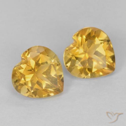 Gemas de Citrino Dorado natural de 1.46 ct, Corazón, VVS