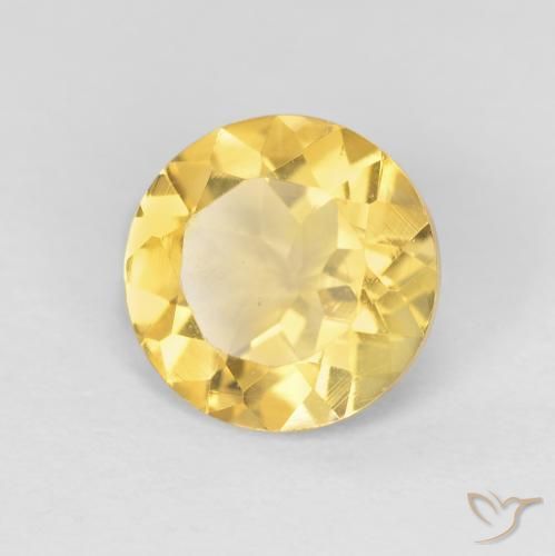 Citrino Dorado medio natural de 1.64 ct, Redondo, VVS