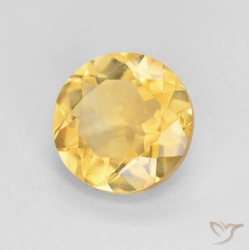Citrino Dorado medio natural de 1.73 ct, Redondo, VVS-VS