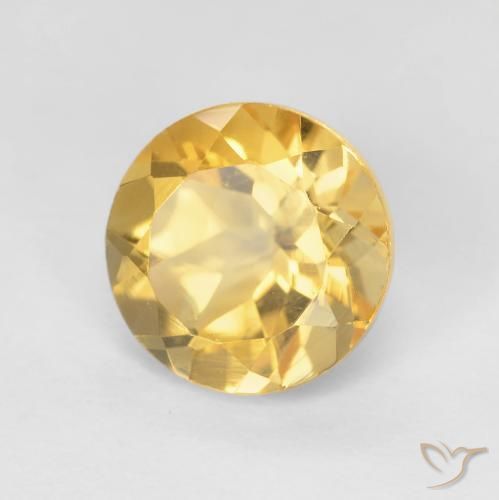 Citrino Dorado medio natural de 2.01 ct, Redondo, VVS-VS