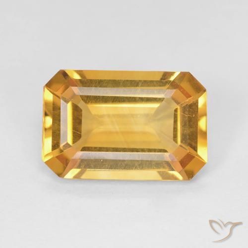 3.36ct Natural Naranja dorado intenso Citrino, corte esmeralda, VS