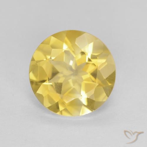 1.60ct Natural Amarillo medio Citrino, Redondo, VVS