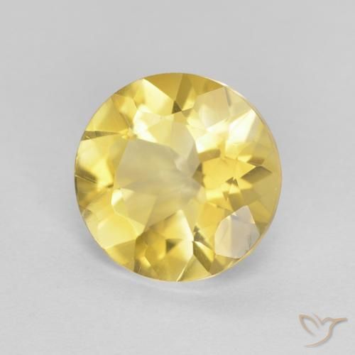 Citrino Amarillo medio natural de 1.60 ct, Redondo, VVS
