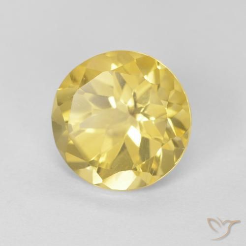 Citrino Amarillo medio natural de 1.57 ct, Redondo, VVS