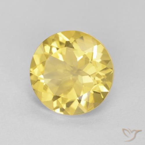 Citrino Amarillo medio natural de 1.69 ct, Redondo, VVS