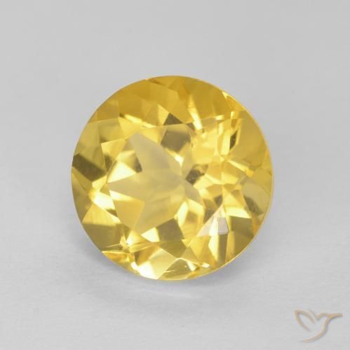 Citrino Amarillo medio natural de 1.79 ct, Redondo, VVS