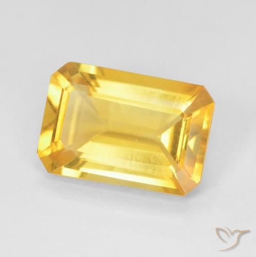 Citrino Dorado medio natural de 3.45 ct, Corte Octágono / Esmeralda, VVS-VS