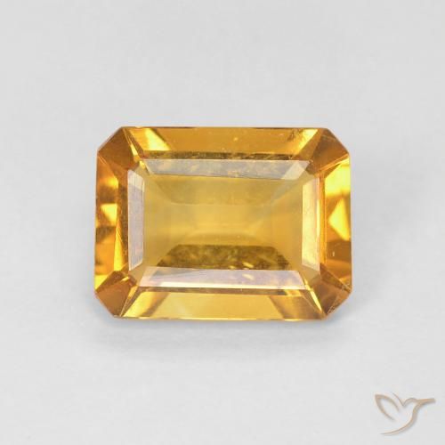 1.25ct Natural Naranja dorado intenso Citrino, corte esmeralda, VS