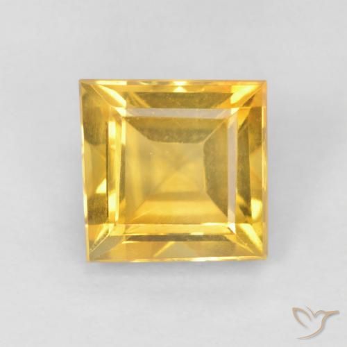 0.94ct Natural Dorado medio Citrino, Cuadrado, VS