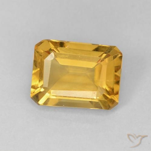 Citrino Dorado medio natural de 1.31 ct, Corte Octágono / Esmeralda, VVS