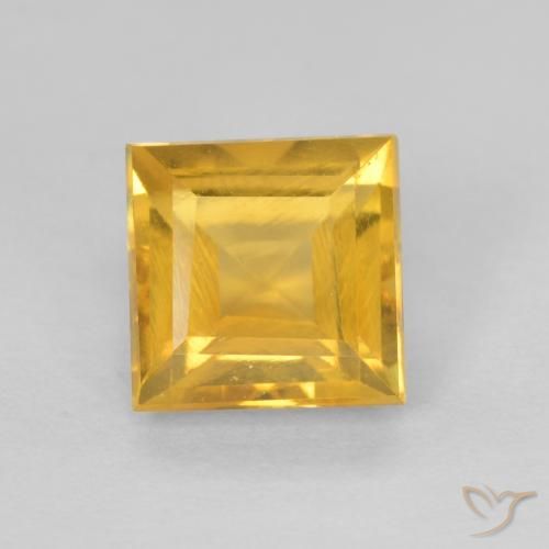 0.98ct Natural Naranja dorado Citrino, Cuadrado, VS