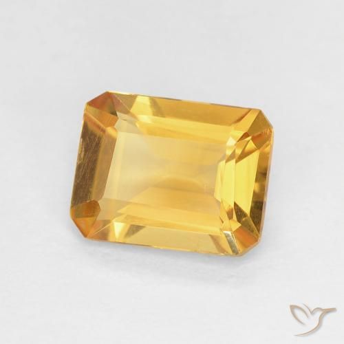 Citrino Dorado medio natural de 1.23 ct, Corte Octágono / Esmeralda, VVS