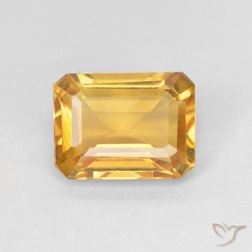 1.37ct Natural Naranja dorado Citrino, corte esmeralda, VVS
