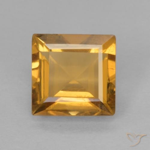 0.90ct Natural Naranja dorado intenso Citrino, Cuadrado, VVS-VS