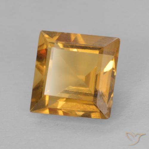Citrino Naranja dorado intenso natural de 0.90 ct, Cuadrado, VVS-VS