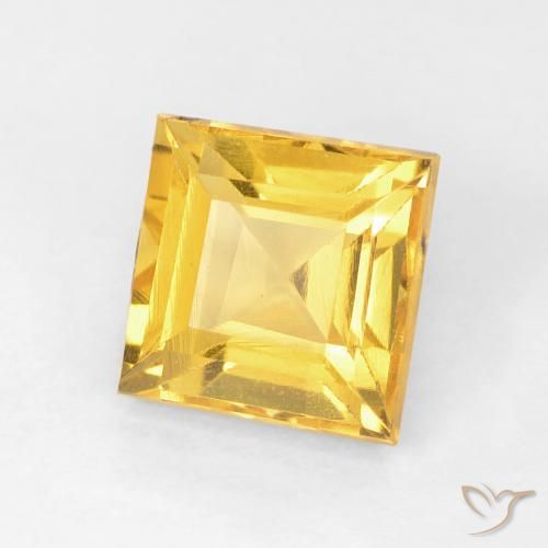 Citrino Dorado medio natural de 1.10 ct, Cuadrado, VVS-VS