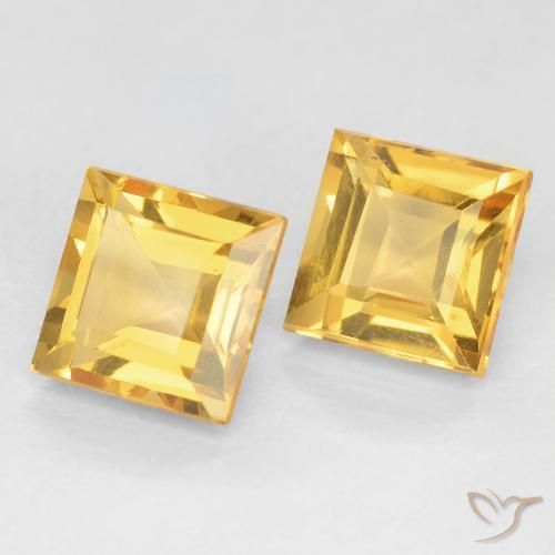 Gemas de Citrino Dorado medio natural de 2.34 ct, Cuadrado, VVS-VS