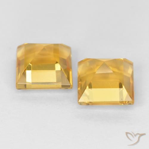 Gemas de Citrino Dorado medio natural de 2.34 ct, Cuadrado, VVS-VS