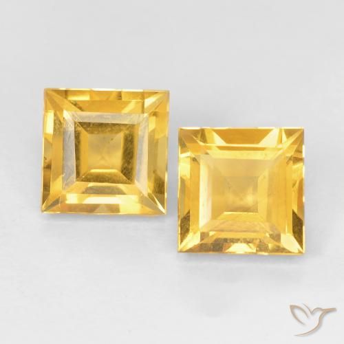 2.15ctw Natural Dorado medio Citrino, Cuadrado, VS