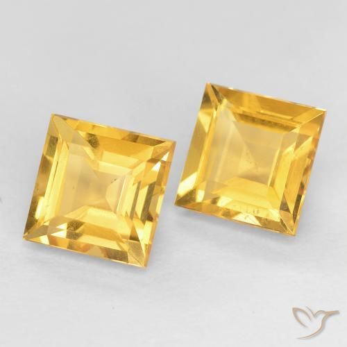 Gemas de Citrino Dorado medio natural de 2.15 ct, Cuadrado, VS