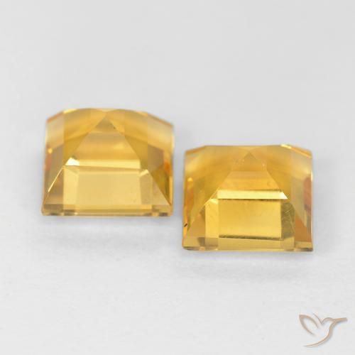 Gemas de Citrino Dorado medio natural de 2.15 ct, Cuadrado, VS
