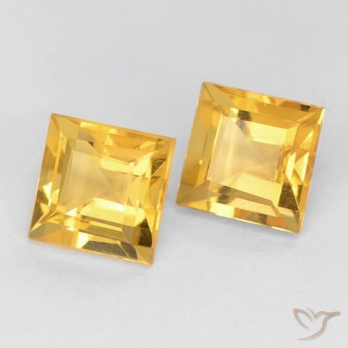 Gemas de Citrino Dorado claro natural de 2.20 ct, Cuadrado, VVS-VS
