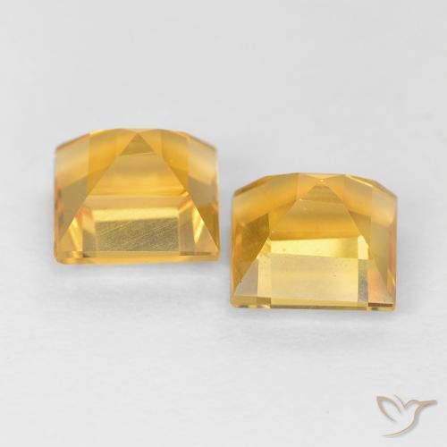 Gemas de Citrino Dorado claro natural de 2.20 ct, Cuadrado, VVS-VS