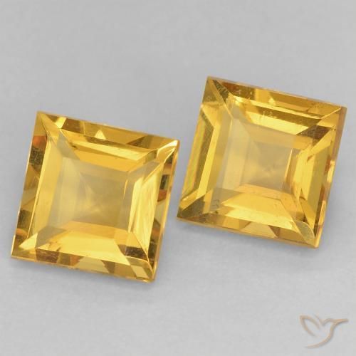 Gemas de Citrino Naranja dorado natural de 2.13 ct, Cuadrado, VVS-VS