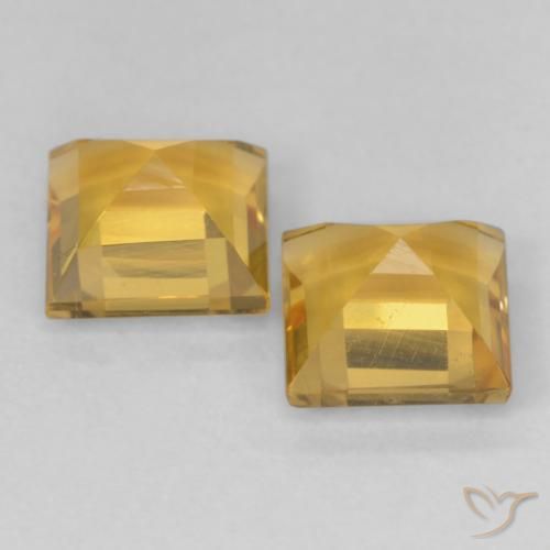 Gemas de Citrino Naranja dorado natural de 2.13 ct, Cuadrado, VVS-VS