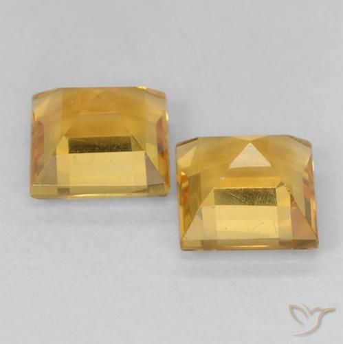 Gemas de Citrino Dorado medio natural de 2.22 ct, Cuadrado, VVS-VS