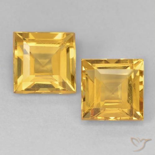 2.28ctw Natural Dorado medio Citrino, Cuadrado, VVS-VS
