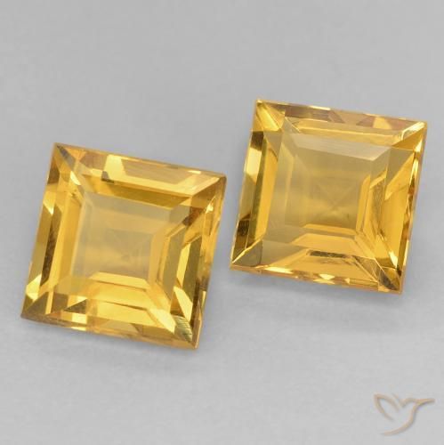 Gemas de Citrino Dorado medio natural de 2.28 ct, Cuadrado, VVS-VS