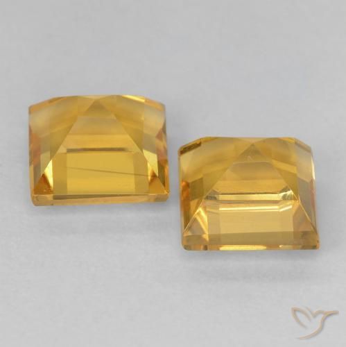 Gemas de Citrino Dorado medio natural de 2.28 ct, Cuadrado, VVS-VS