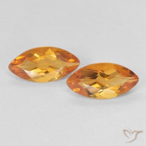 0.92ctw Natural Naranja medio Citrino, Marquesa, VVS