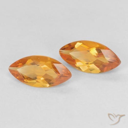 Gemas de Citrino Naranja medio natural de 0.92 ct, Marquesa, VVS