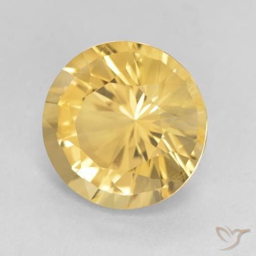 Citrino Dorado medio natural de 4.68 ct, Redondo, VVS