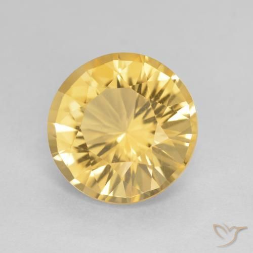 Citrino Dorado medio natural de 3.71 ct, Redondo, VVS