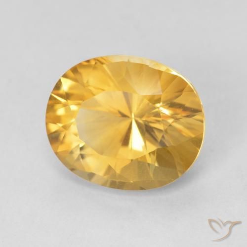 Citrino Dorado medio natural de 4.46 ct, Ovalada, VVS