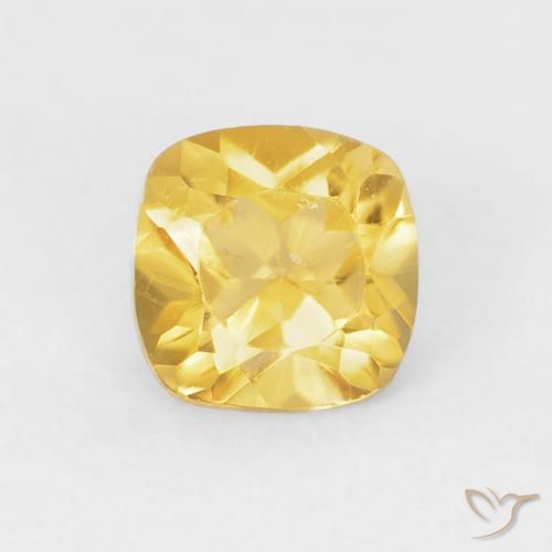 0.48ct Natural Naranja dorado Citrino, Forma Cojín, VS